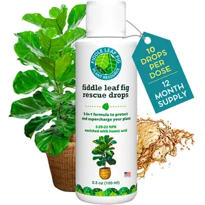 HOUSEPLANT RESOURCE CENTER Fiddle Leaf Fig Rescue Drops 3-in-1 Liquid Fertilizer, Root Supplement & Immunity Booster (3.3 Fluid Ounces - 100ml)