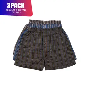 3 Pack Men's Boxer Shorts Random Mixed Color Pack Woven Relaxed Fit Boxers for Men Soft Breathable High quality Underwear with Elastic Waist Menswear