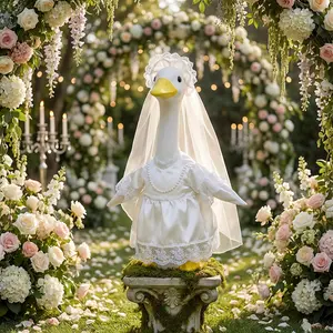 Lady Porch Goose Wedding Dress Outfit for 23'' Goose Garden Porch Wedding Costume Decor Gift Outdoor Garden Yard Patio Statue Pathway Decoration Costume