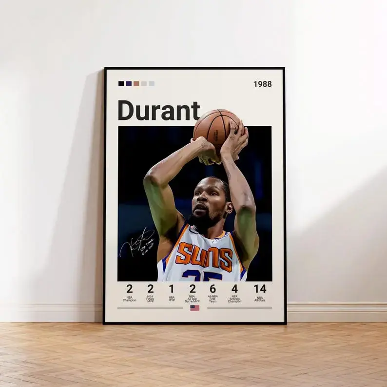 Kevin Durant Poster, Sports Poster, Basketball Poster, Sports Bedroom Posters, Poster Decor Room Glossy Matte Photo Decoration