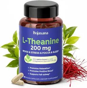 L Theanine 200mg with Saffron GABA Magnesium Glycinate and Vitamin B6 Advanced Complex Supplement for Mood Relaxation Stress Relief Deep Sleep Support 60 Vegan Capsules Daily Calm Wellness Formula