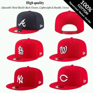 New Era MLB Snapback Baseball Cap – LA Dodgers NY Yankees Braves Pirates Adjustable Flat Brim Hat, Embroidered Team Logo Streetwear Fashion Cap for Men Women, Classic Hip Hop Sports Hat