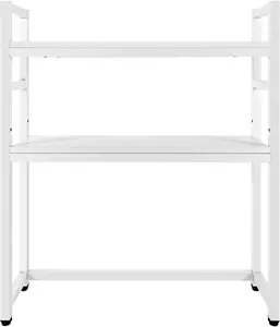 2-Tier Adjustable Height Desktop Shelves, Countertop Book Organizer Shelf with Handrails, Computer Desktop Bookcase for Dormitories Study Rooms Living Rooms Office