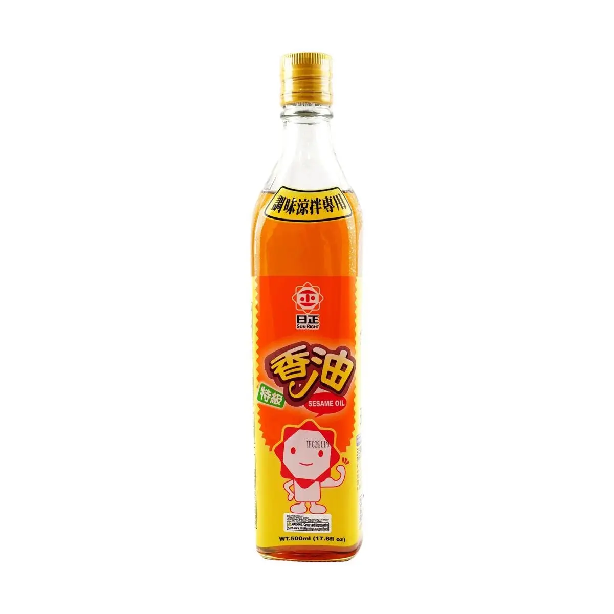 SUNRIGHT Premium Sesame Oil 500ml - Authentic Taiwanese Flavor, Cold-Pressed, All-Natural Cooking Oil