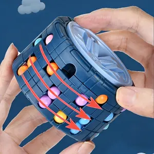 3D Rotating Maze Cube Fidget Toy, STEM Montessori Sliding Ball Puzzle with Gyro Mechanism, Spatial Logic Training Brain Teaser Educational Stress Relief Toy for Kids Adults Back to School