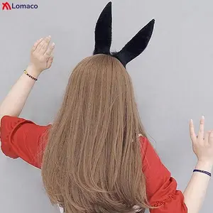 Cute Girls Plush Rabbit Ears Headband Women Comic-Con Cosplay Props Animal Ears Headwear Simulation Bunny Ears Hairband
