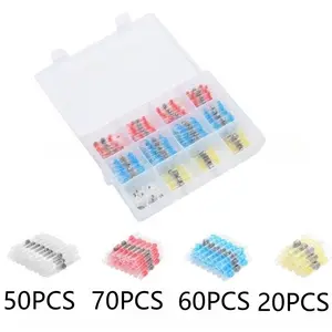 200 Pcs Solder Ring Terminal Block Kit, Waterproof Round Solder Terminals, Heat Shrink Tube End Caps, Circular Wiring Connectors