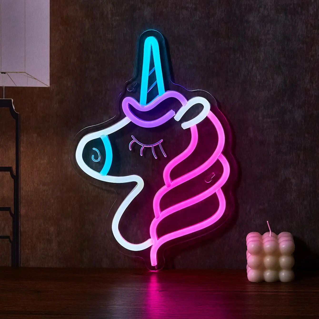 Creative Unicorn Design Neon Sign, USB Powered Neon Light, Decorative Hanging Light for Home Party Bedroom Decoration