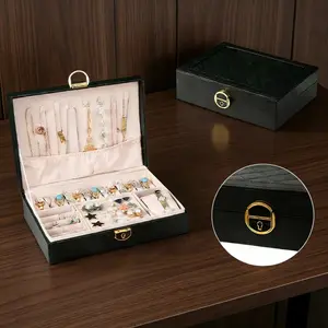 Large Capacity Jewelry Box, Gold Diamond Pattern Storage Case, All-In-One Organizer for Various Jewellery Types
