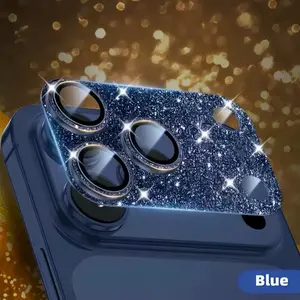 For iPhone 17 Pro Max / 17 Pro Glitter Camera Lens Protector[Case-Friendly] Metal Tempered Glass Rear Camera Screen Cover