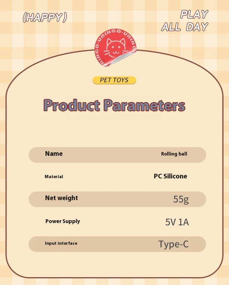 New Cat Interactive Ball Toy Automatic Rolling Ball Faux Tail Rechargeable Smart Pet Electric Toy Dog Cat Training Imitate Mouse