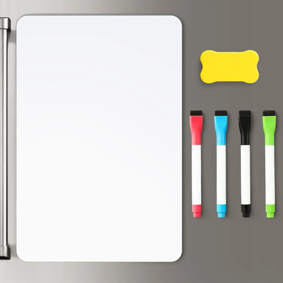 1 Pack Magnetic Dry Erase Board Sheet for Fridge Use, 12"x8" Smooth and Flexible Magnet Pad - Includes 4 Markers, 1 Eraser, Flexible Sheet for Home Kitchen Organizing
