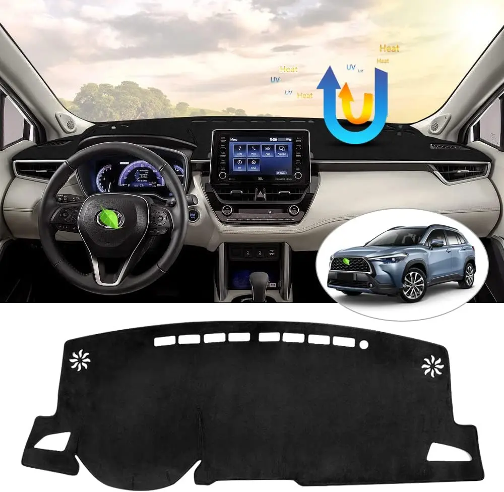 KUST Dash Cover for Toyota Corolla Cross Accessories 2025 2024 2023 2022, Anti Glare Dashboard Cover Mat Fit Corolla Cross, Non-Slip Flannel Dash Pad UV Sun Protection (Not for Corolla)