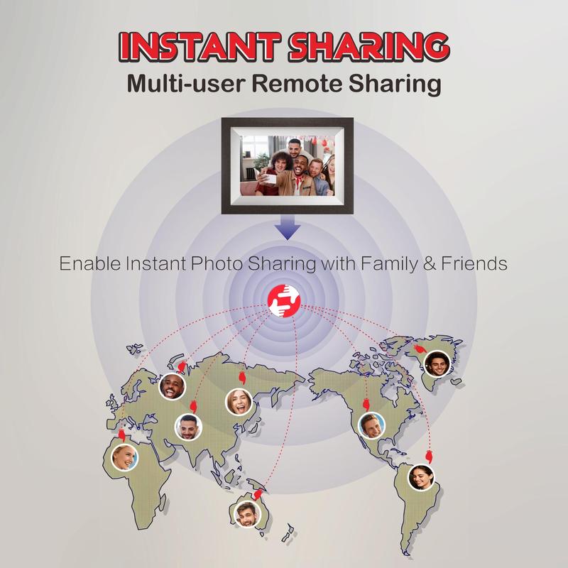 Ekoio Frameo Digital Picture Frame 10.1 Inch WiFi,gift idea, IPS Touch Screen Smart Cloud Photo Frame with 32GB Storage, Auto-Rotate Easy Setup to Share Photos or Videos, White Wall Mountable