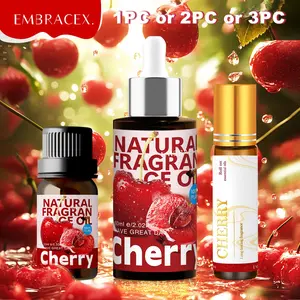 Cherry Essential Oil Set, 10ML/60ML Cherry Roller Essential Oil, Long Lasting Natural Scented Aroma Alcohol-free Fragrance for Massage and Skincare, Ideal Holiday Gift, Healthcare