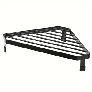 1pc Heavy-Duty Iron Triangle Corner Pot Rack - Space-Saving Countertop Organizer, Stove & Dining Table Storage Shelf, Heat-Resistant Kitchen Organizer, Sturdy Corner Shelf for Small Kitchens, Apartments, Living Rooms - Elegant Black Finish, Apartment Orga