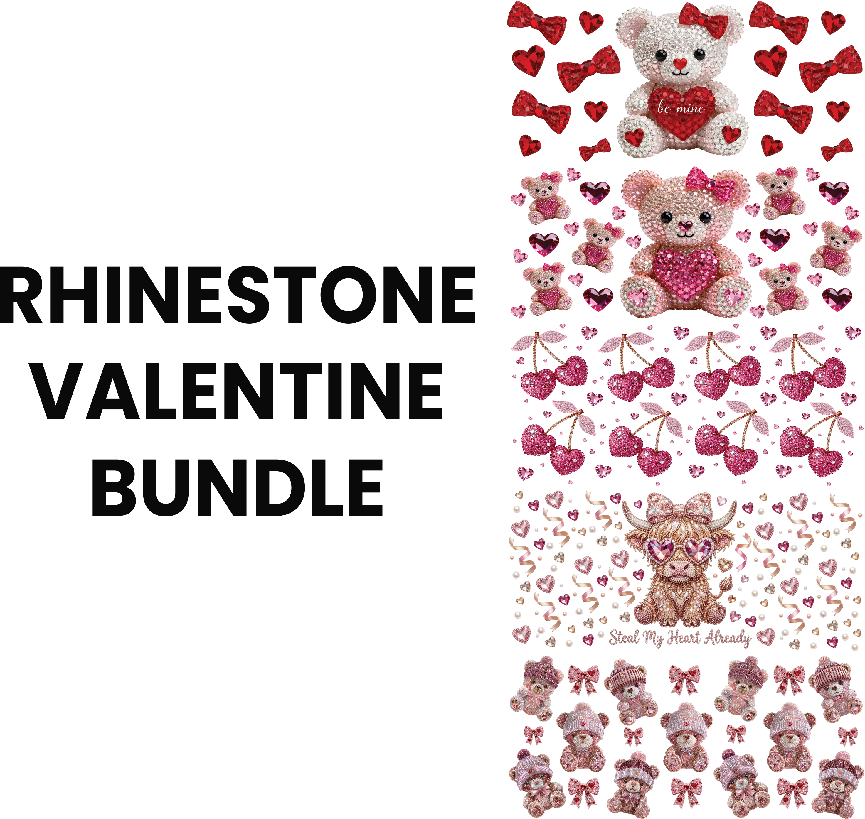 Love rhinestone UV DTF bundle for cupmaking Love rhinestone UV DTF bundle for cupmaking
