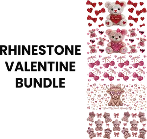Rhinestone valentine UV DTF bundle for cupmaking