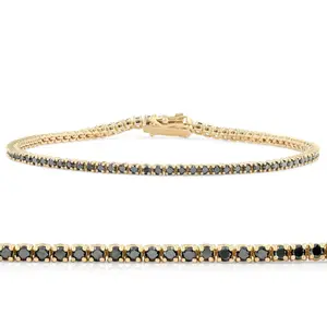 1 3/4 Ct TW Black Diamond Tennis Bracelet 14k Yellow Gold 7"