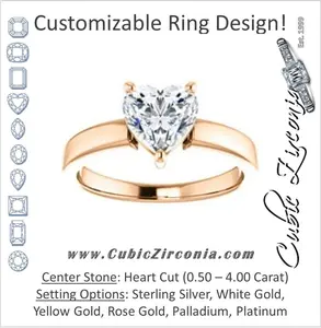 Cubic Zirconia Engagement Ring- The Myaka (Customizable Heart Cut Solitaire with Medium Band)