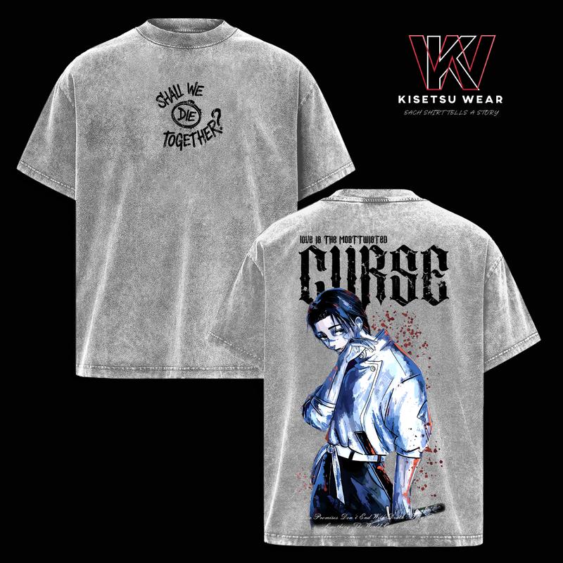 Yuta Okkotsu Curse Rage T-Shirt – Vintage Washed Jujutsu Kaisen Inspired Tee, Dark Anime Cursed Energy Graphic Shirt, Oversized Soft Cotton Streetwear, Unisex Casual Apparel, Gift for JJK Fans