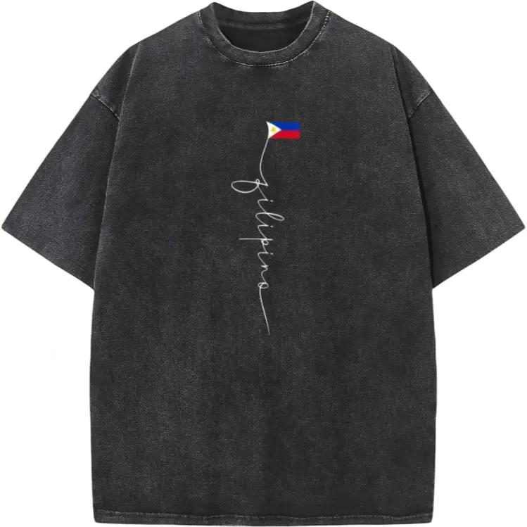 Classic Washed Tee Showcasing the Iconic Filipino Flag – Proudly Celebrate the Philippines