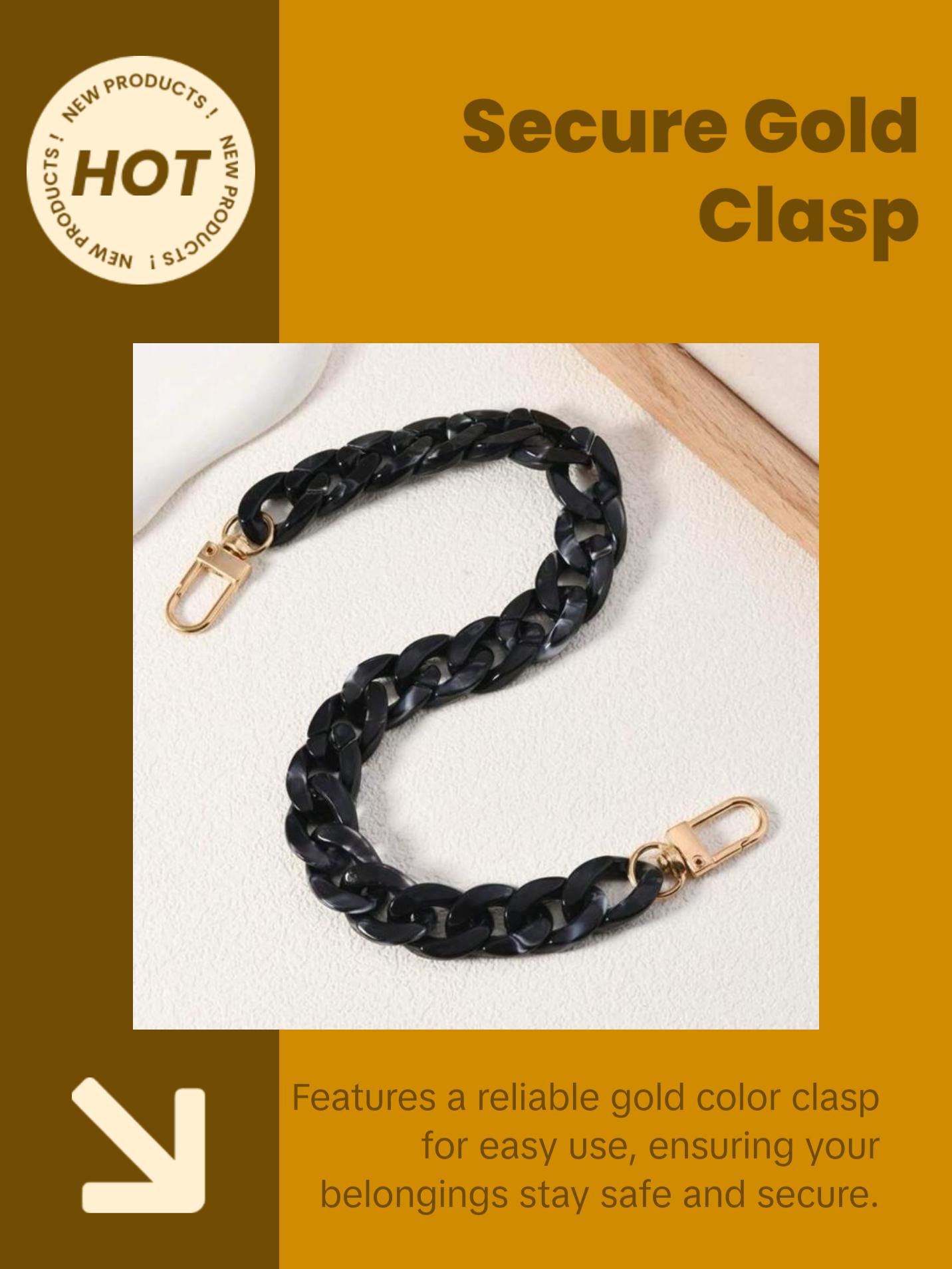 Tortoise Shell Acrylic Purse Chain Purse Charm - Elegant Design with Gold Clasp and Unique Shell Pattern