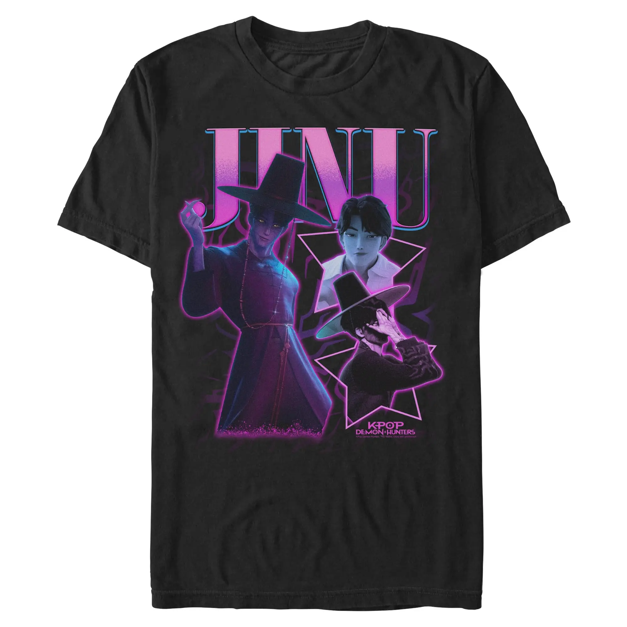 Men's Streetwear Short-Sleeve Colorful KPop Demon Hunters Jinu Saja Collage Top T-Shirt