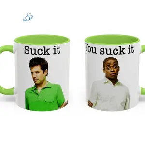 Suck It Psych Accent Mug 11oz 15oz, Shawn and Gus Inspired Colorful Coffee Cup, Funny TV Show Fan Gift, Ceramic Drinkware for Home, Office, or Desk