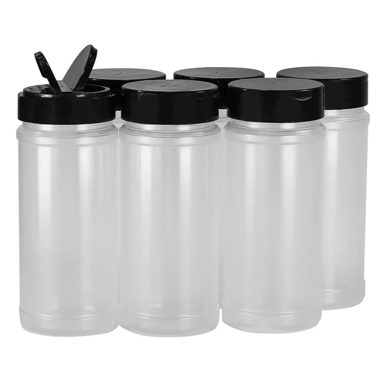 6 Pcs Spice Bottles Plastic Seasoning Containers, 16 Oz Clear Plastic Spice Jars with Shaker Lids Empty for Spice & Herbs, Powders, Glitters, BPA Free | Heavy Duty | Wide Mouth | Dual Flaps - Home Improvement.