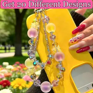 20 Different Designs Shiny Phone Chain Start With 10bags + Gift Detachable Anti Theft Strap - Hands-Free iPhone Wrist Strap for Women - Phone Chain Wristlet - Fits Galaxy, Pixel and More Smartphone Accessories Cellphone