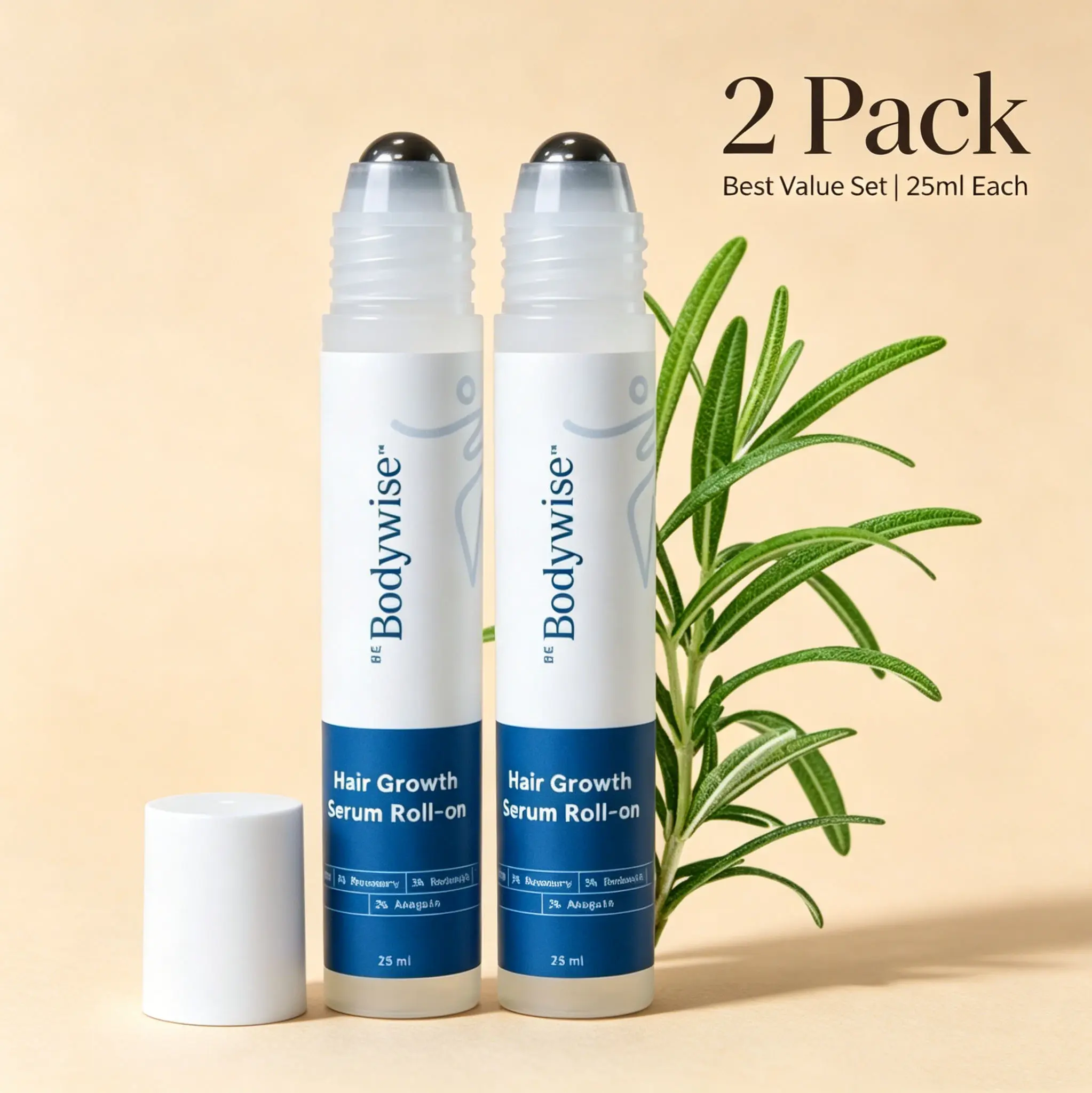 Be Bodywise Advanced Hair Density Roll-On Scalp Serum 25 ml, Formulated with 5% Saw Palmetto, 3% Rosemary, 1% Caffeine Herbasome & 3% Fenugreek Extracts, Nutrient Infused Daily Scalp Care Treatment to Support Fuller & Denser Looking Hair for Men & Women