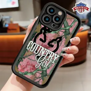 Trendy Pink Camo Country Girl Deer Pattern Case for iPhone 17 16 15 14 Pro Max 13 12 11 XR XS Plus Air Slim Shockproof Anti Drop TPU Cover