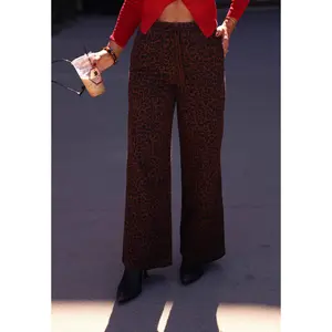 Leopard Print Denim Track Pants