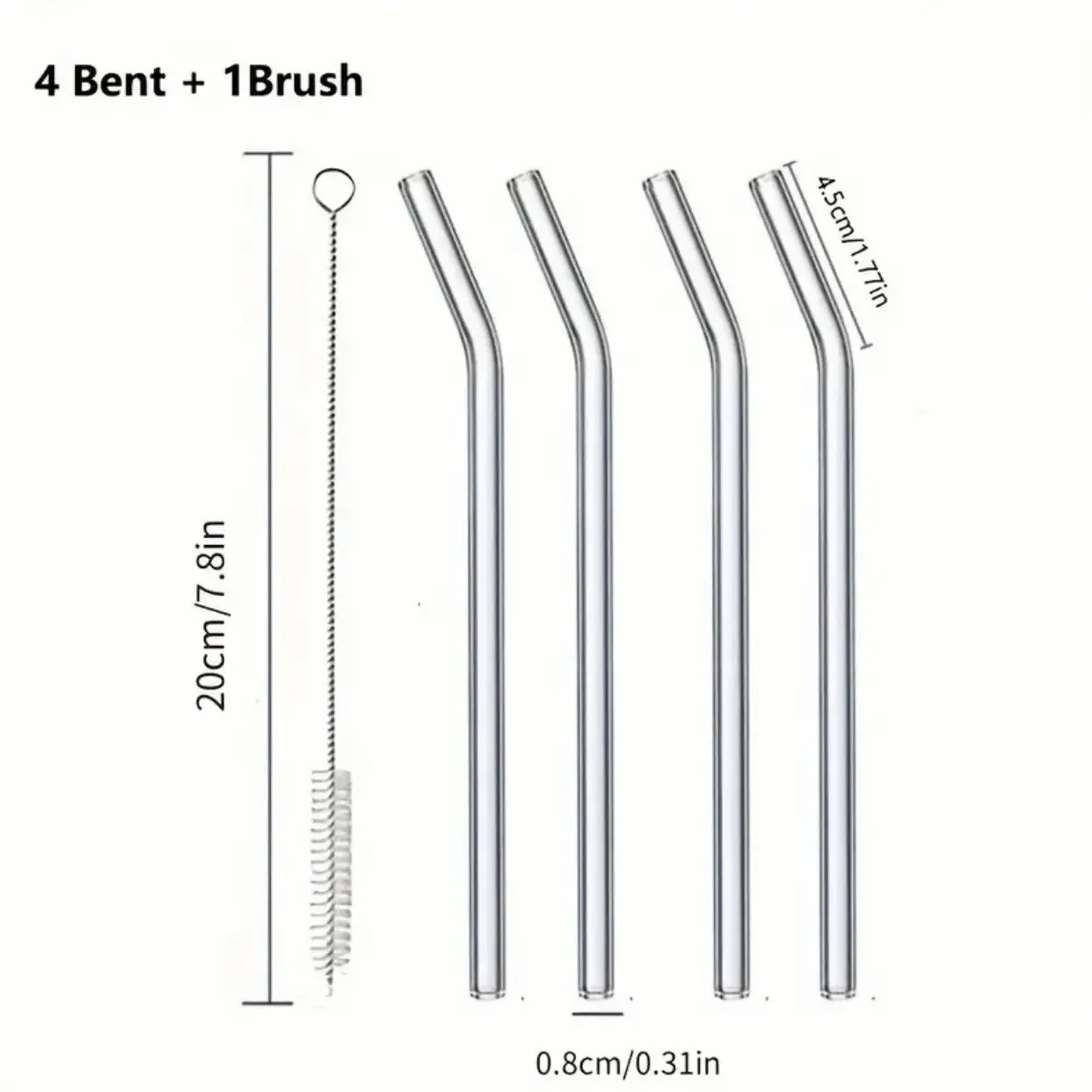 4PCS Reusable Transparent Glass Straws for Milk, Water, Cocktail Drinking - Festival Party Wedding Supplies