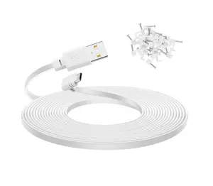 30 ft Extension Cable for WYZE Cam Pan V3, 90 Degree Micro to USB Power Cord for Cam v3 Pro 2K Home Security Camera, White