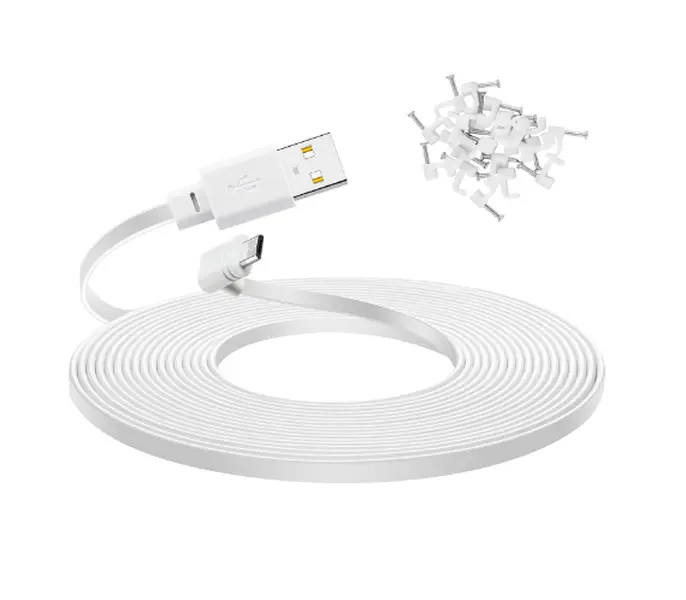 30 ft Extension Cable for WYZE Cam Pan V3, 90 Degree Micro to USB Power Cord for Cam v3 Pro 2K Home Security Camera, White