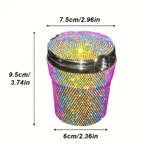 Car Accessories For Girls Cute Car Accessories  Car Ashtray with Blue LED Light, Rhinestone Ashtray, Bling Ashtray，Car Smokeless Cup Holder, Automotive Accessories，Ideal For Car，Home And Office ，Boujee Car Accessories For Girls,,Intelligent Ashtray
