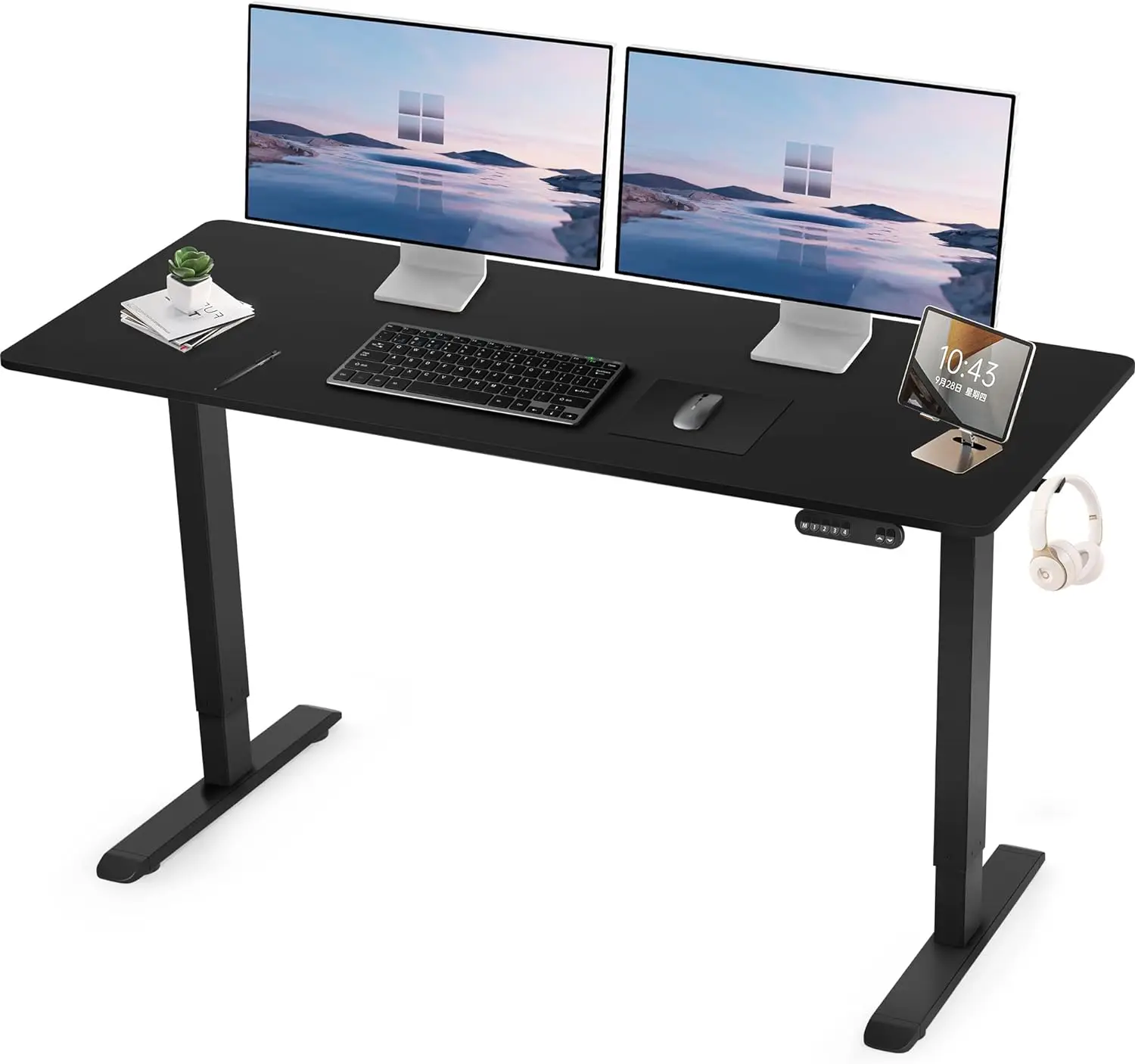 60 x 24 Inches Electric Standing Desk, Adjustable Height Stand Up Desk, Home Standing Workstation Computer Office Desk with 4 Memory Preset Controller