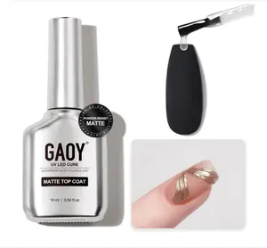 GAOY Matte Gel Top Coat, 16ml Powder-Resist Matte Finish for Detail Chrome Powder Painting Long Lasting UV Gel Nail Art DIY