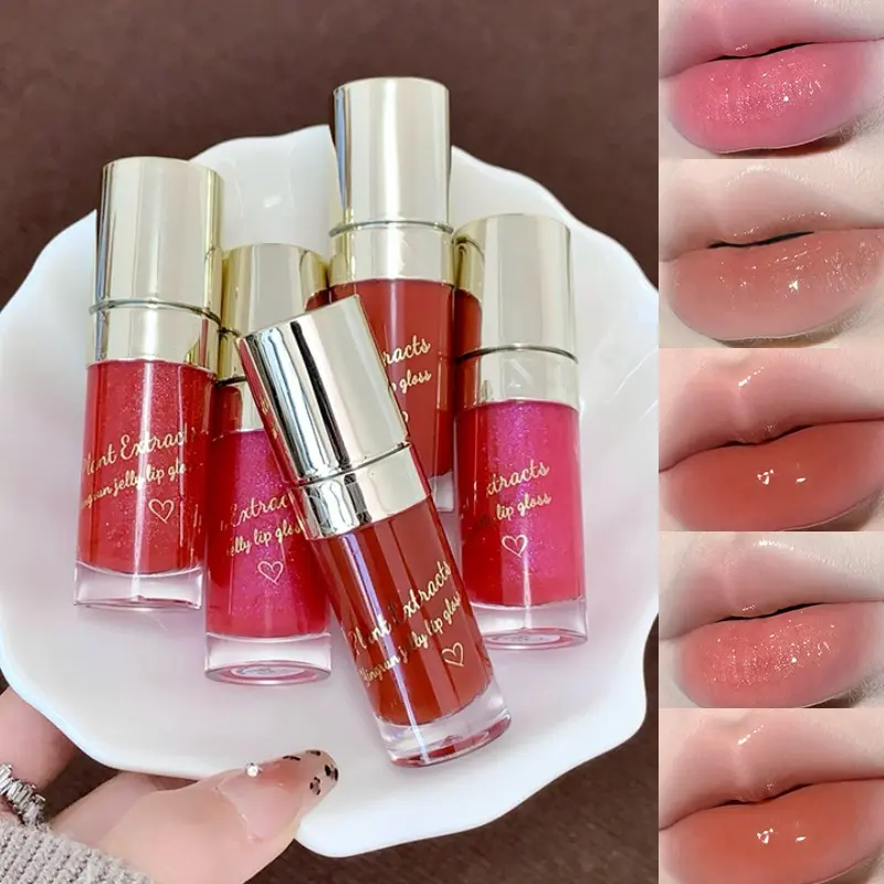 Shaqino Plant-Based Hydrating Jelly Lip Gloss, Fine Glitter Lip Oil, Moisturizing and Nourishing, Natural Color Enhancer