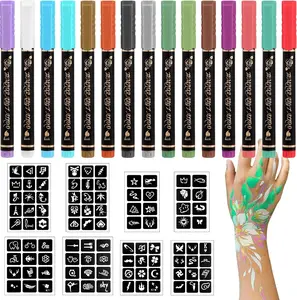 Temporary Tattoo Markers for Skin 15 Body Marker+ 94 Tattoo Stencils,Skin-Safe & Cosmetic Quality,Birthday Gift Ideas Teens 12 13 14 15 16 17 18