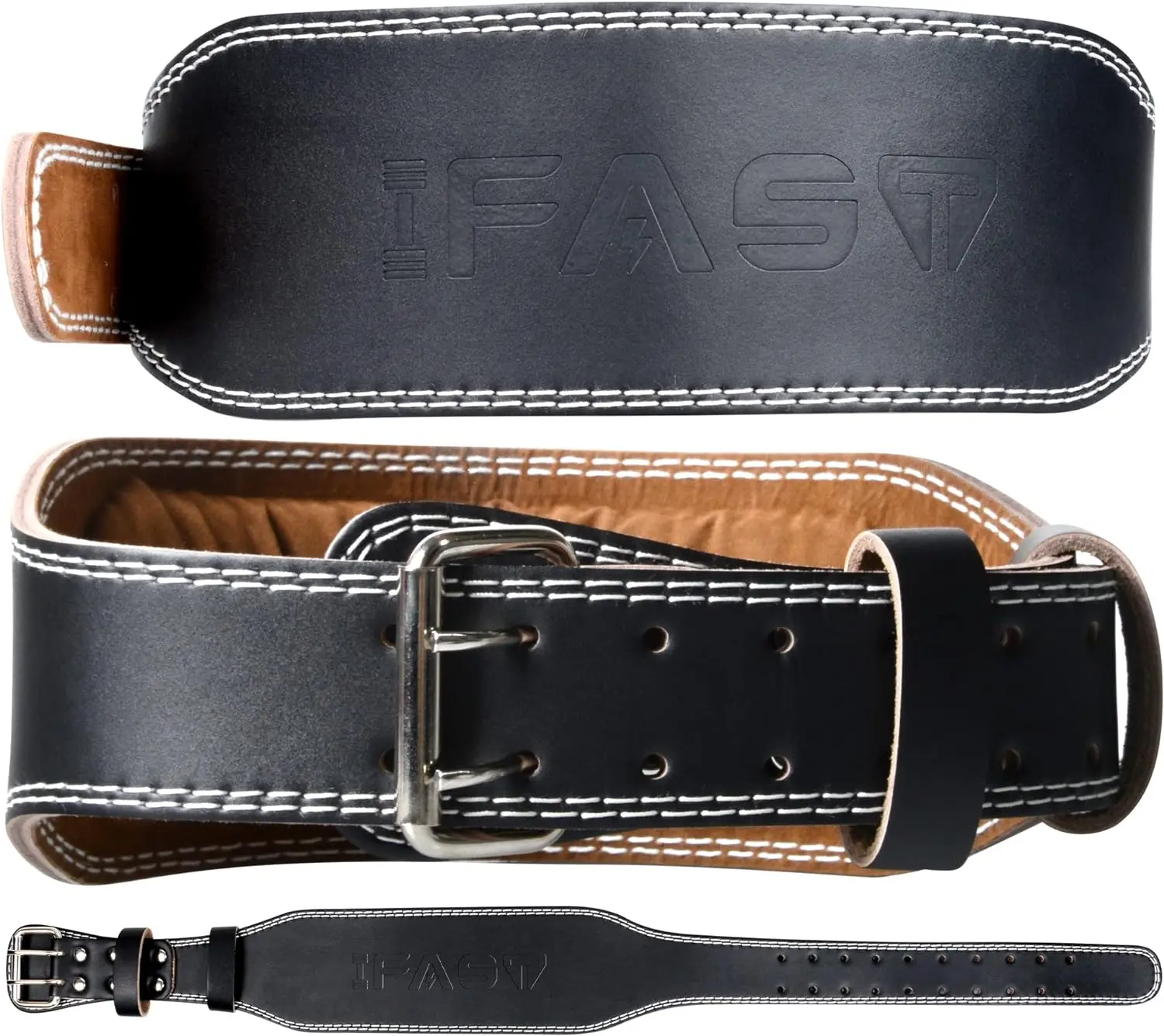 XL Leather Single Heavy Duty Weight Lifting Belt - 4" Wide Padded Lumbar Support, Adjustable Solid Training Belt for Men Deadlift Squat Powerlifting