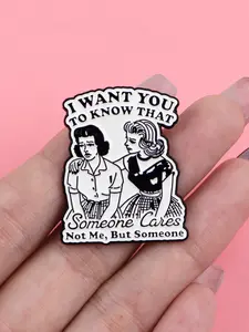 "I want you to know that" Trendy Vintage Zinc Alloy Cartoon Character & Quote Enamel Charm Pin Badge, Fashion Accessory for All Seasons, Casual Style Lapel Pin, Metal Pin, Pin Included