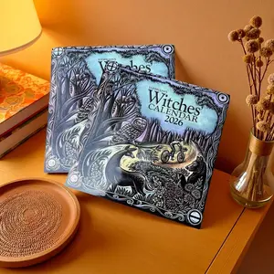 2026 Witch Wall Hanging Calendar Almanac And Notepad Different Witch Theme Each Month Art Deco Wall Calendar Christmas Perfect Gifts