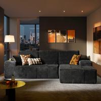 114" Stardust Grey Shimmer Plush Right Chaise