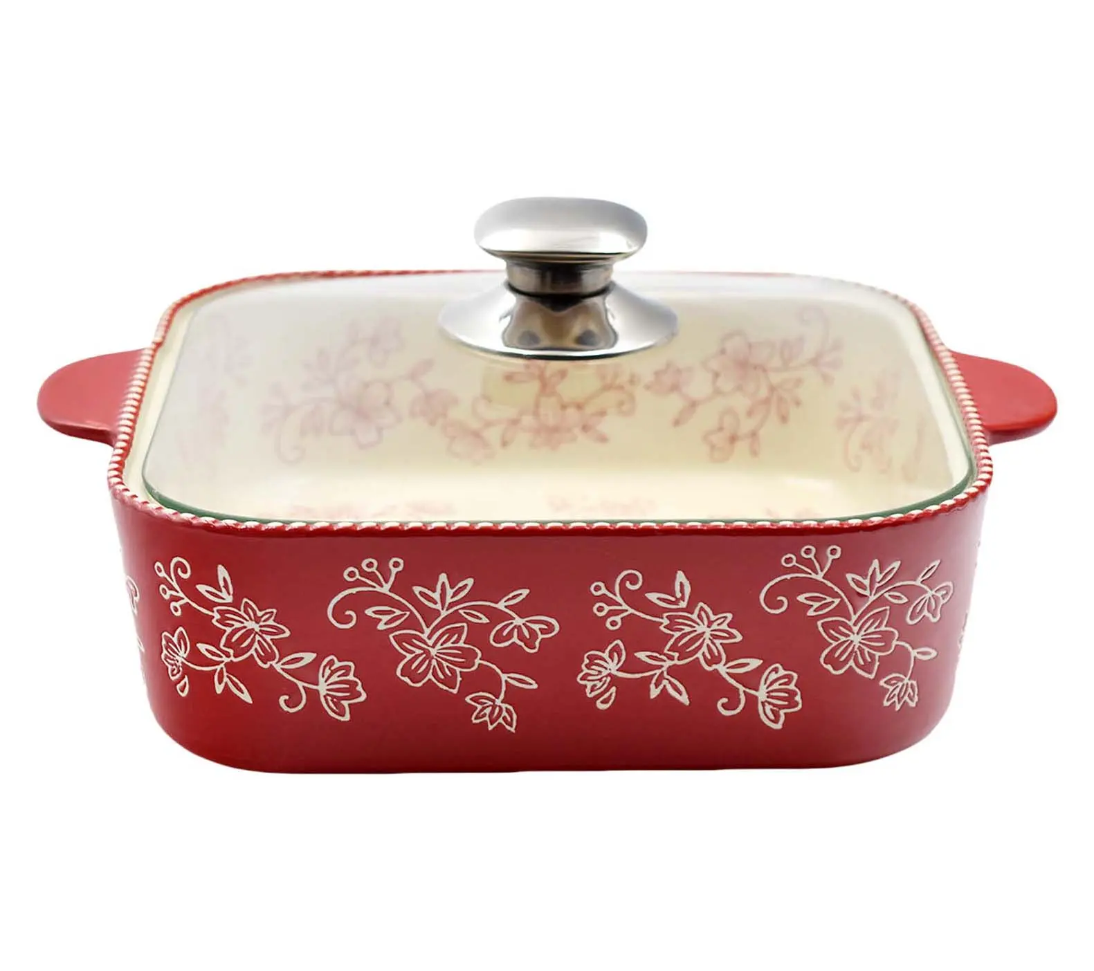 Temp-tations Floral Lace 2.5-qt Soft Square Baker w/ Cook & Look Lid