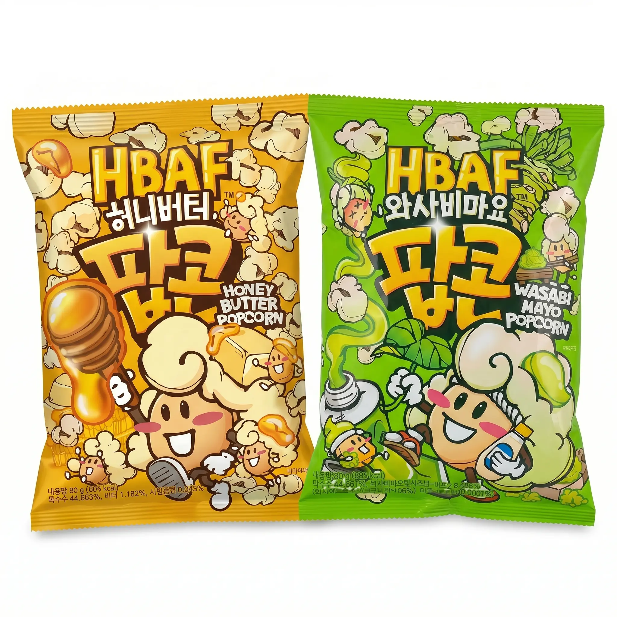 HBAF Korean Popcorn 3 Pack, Choose Flavor Imported Sweet, Savory & Spicy Gourmet Popcorn