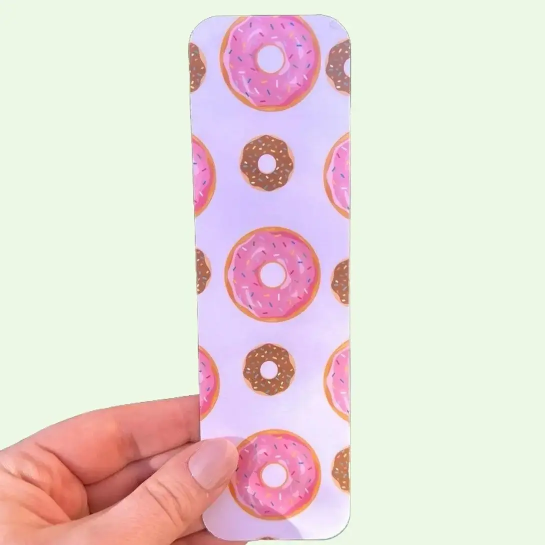 Donut Pink Sprinkle Bookmark - Double-Sided Bookmark with Glazed Donut Design, Ideal for Book Lovers and Gifts