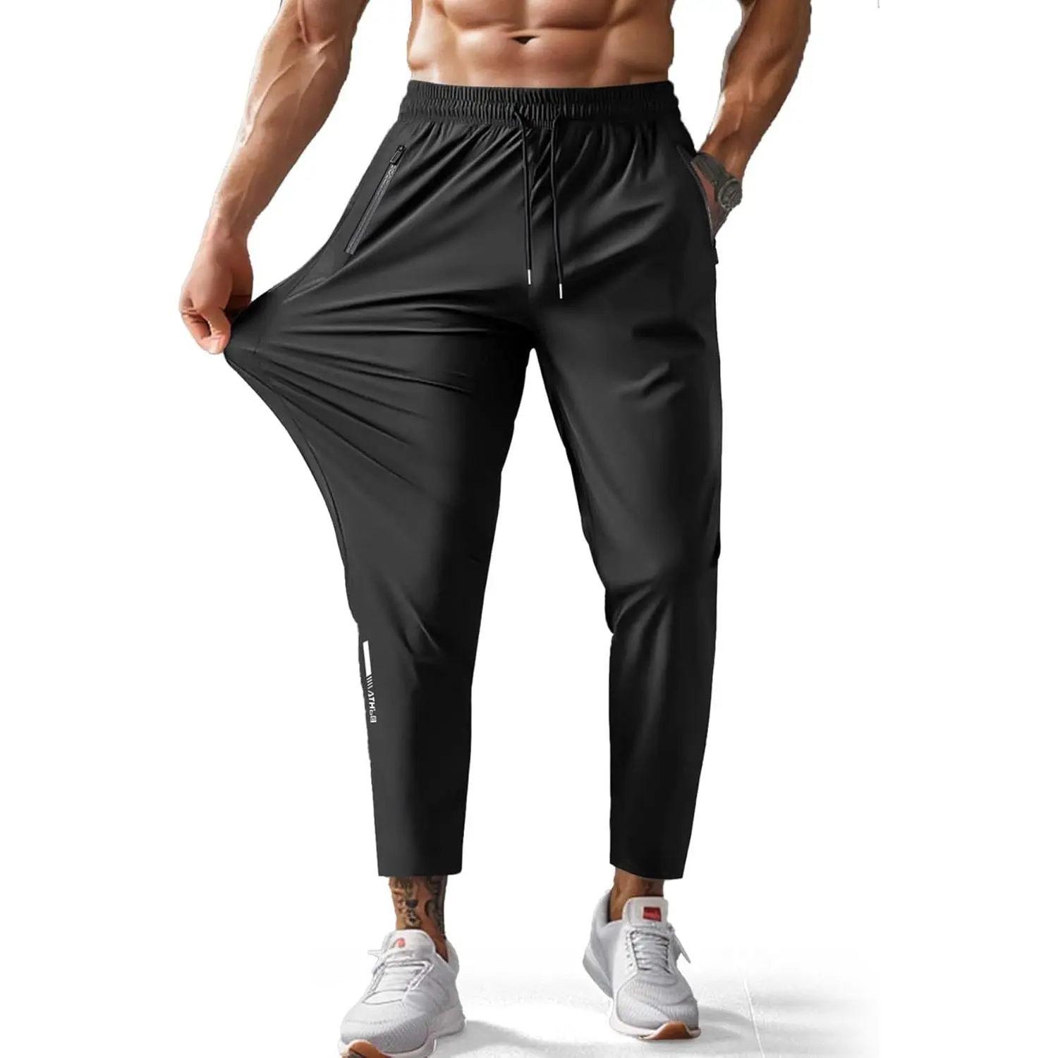 Men's Lightweight Quick Dry Hiking Pants, Water Resistant Outdoor Jogger Pants with Zipper Pockets, Casual Breathable Sweatpants for Fishing Camping Sports Daily Wear